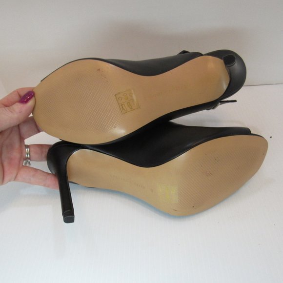 Charles & Keith Black Sling Back Peep Toe Stiletto Heels - Picture 12 of 12